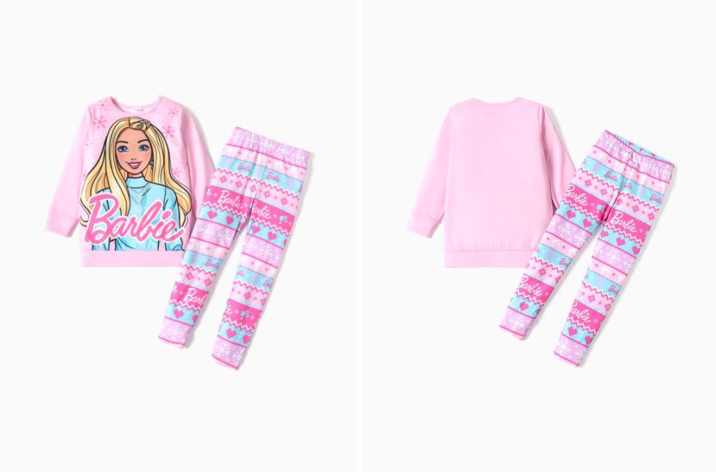 Barbie 2pcs Kid Girl Christmas Snowflake Print Sweatshirt and Elasticized Pants Set