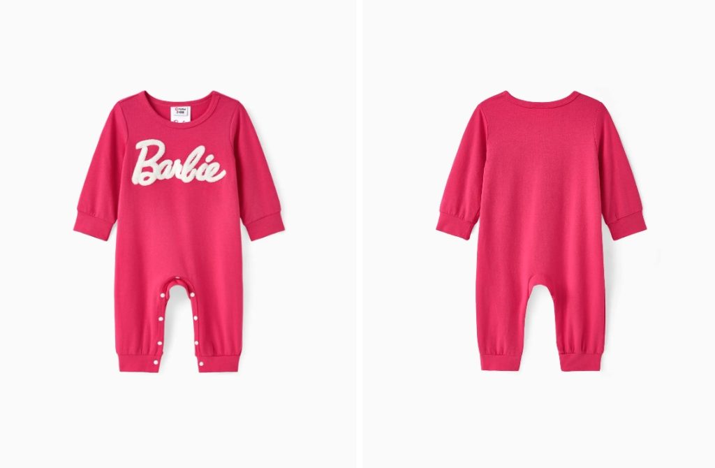 Barbie Baby Girl Letter Embroidered Long-sleeve Jumpsuit