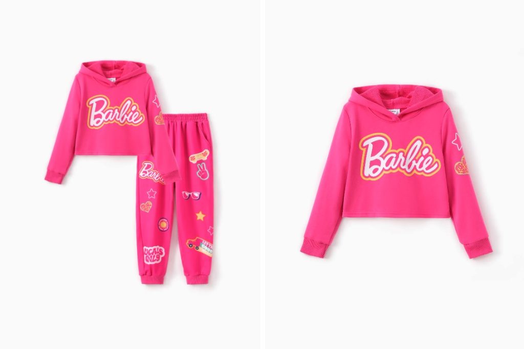 Barbie Kid Girl 2pcs Character Hooded Long-sleeve Sweatshirt And Allover Print Pants Set