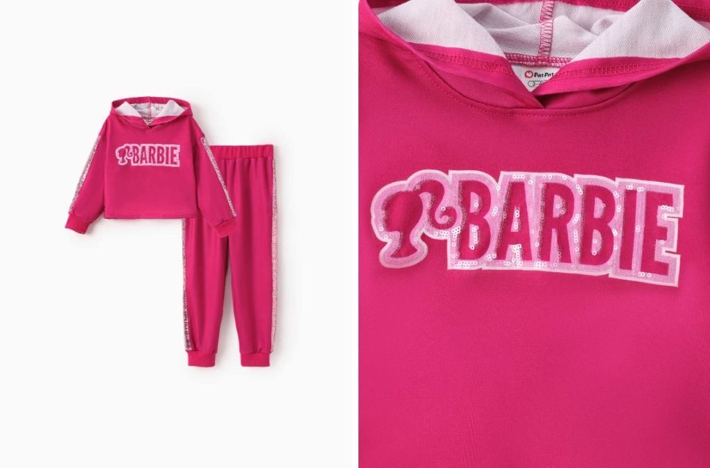 Barbie Toddler:Kid Girl 2pcs Logo Sequin Embroidery Hoodies And Pants Set