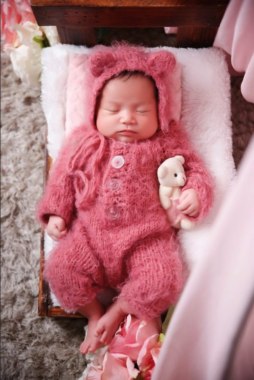 Newborn in a Teddy Bear Romper