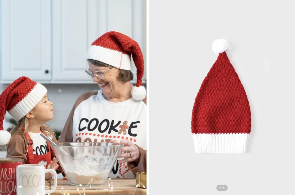 Red Christmas Hat Matching Family Cute Crochet Hat