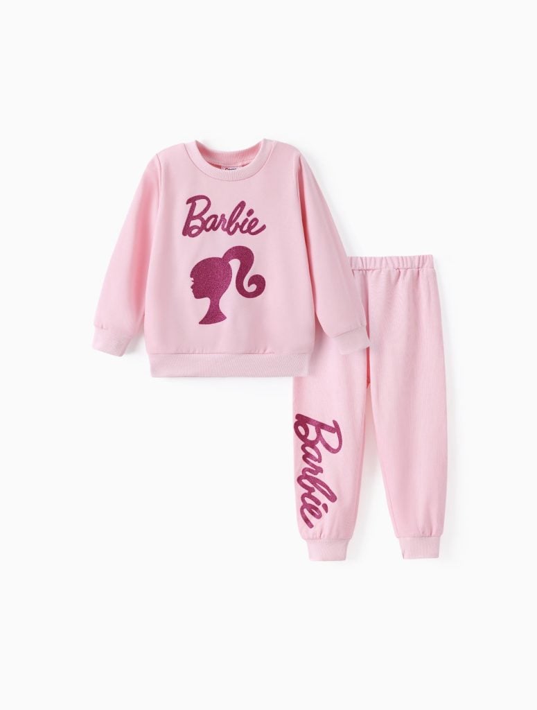 Barbie™ Logo Cotton Pullover Sweatshirt and Jogger Set